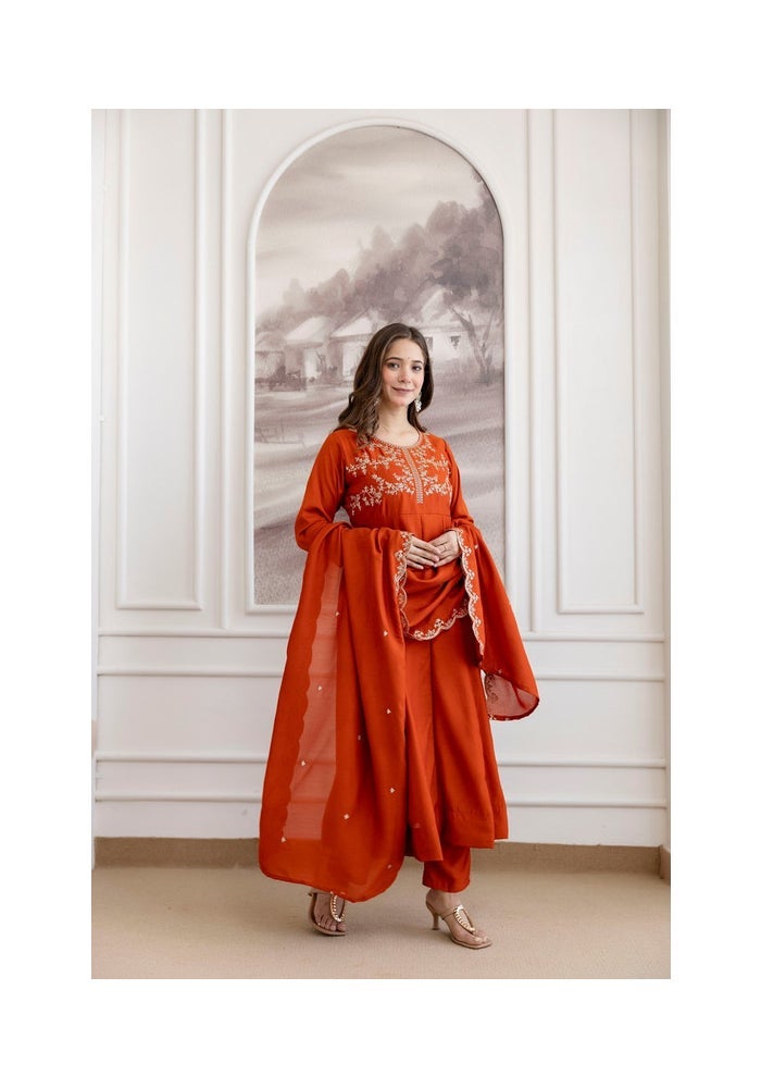 Malishka Export Embroidered Anarkali Kurta Pant Set for Women - Image 3